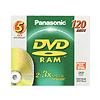 Panasonic LM-AF120LU5 DVD-RAM 2X-3X Speed 4.7GB Single Sided, 5-PACK