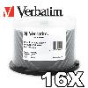 Verbatim (94917) 16X DVD+R 4.7GB Datalifeplus White Inkjet HUB Printable Media 50 Pack IN Cake BOX Spindle